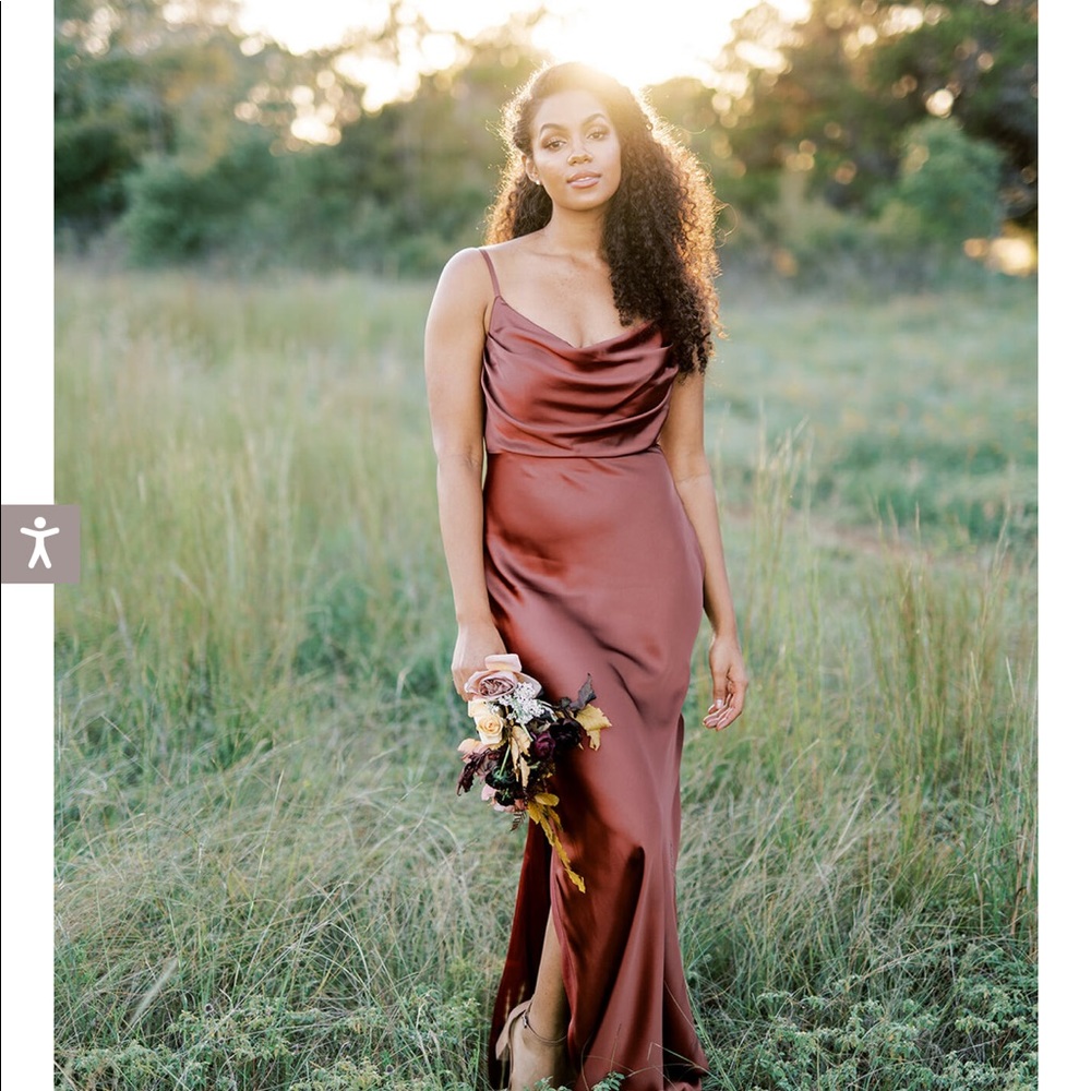 Revelry Satin Skye Dress color cinnamon rose